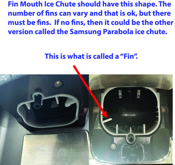 samsung ice chute adapter, fin mouth version